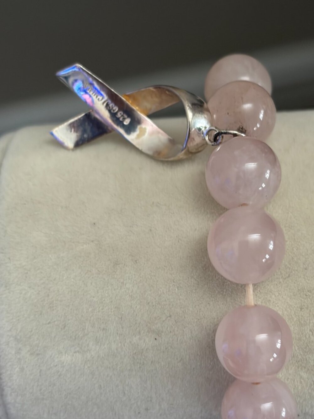 Rose Quartz beaded charm bracelet - Picture 3 of 13